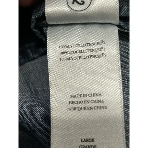 Rails Amina Denim Mini Dress Tencel Dark Wash Smocked Waist L NWOT. Retail $210 - Picture 11 of 11